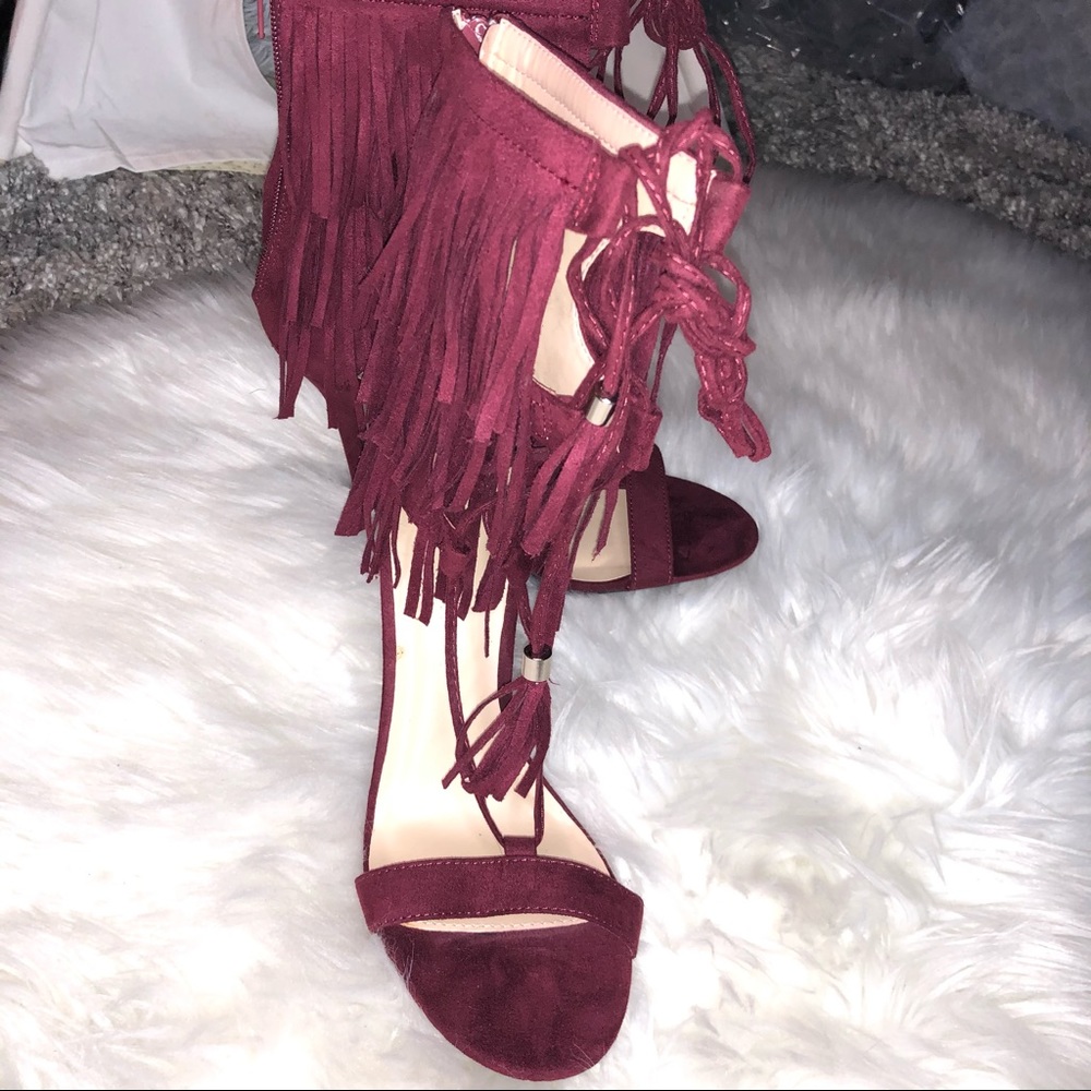Burgundy sandals heels